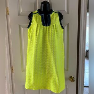 Size 4 J.Crew dress with neon yellow Chevron pattern